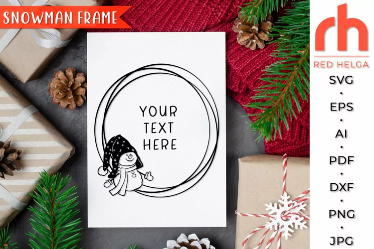 Snowman Frame SVG, Christmas Circle Cut File, Xmas Wreath