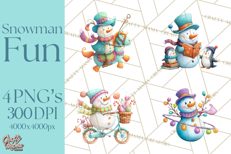 Whimsical Snowman Clipart PNG, Playful Christmas