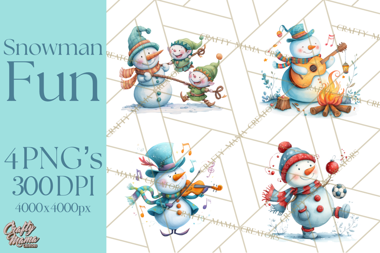 Whimsical Snowman Clipart PNG, Playful Christmas