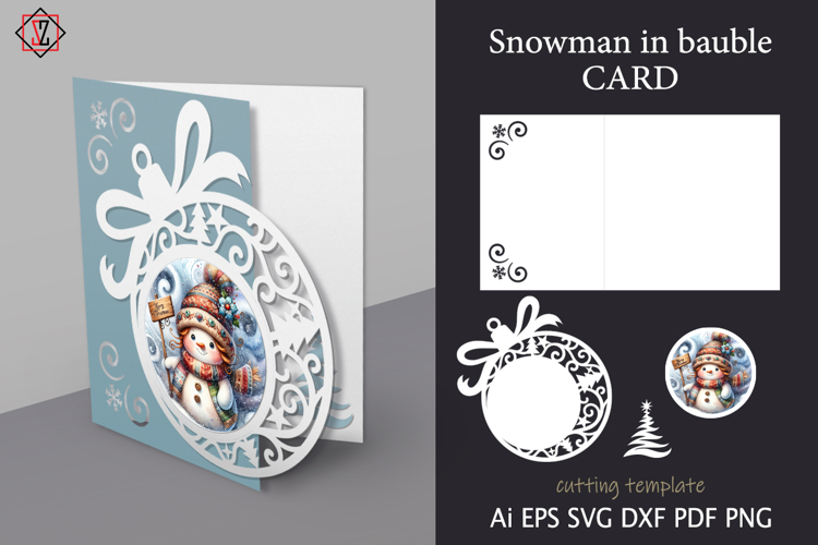 Snowman in Bauble Card. Cutting Template_2
