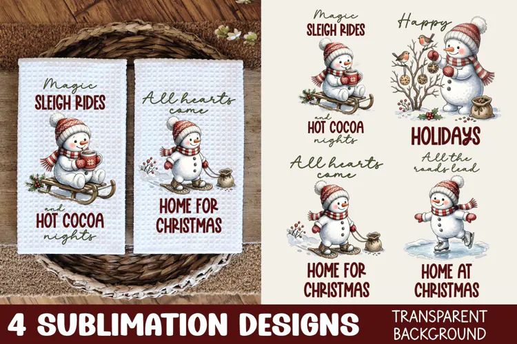 Snowman Kitchen Towel Sublimation PNG