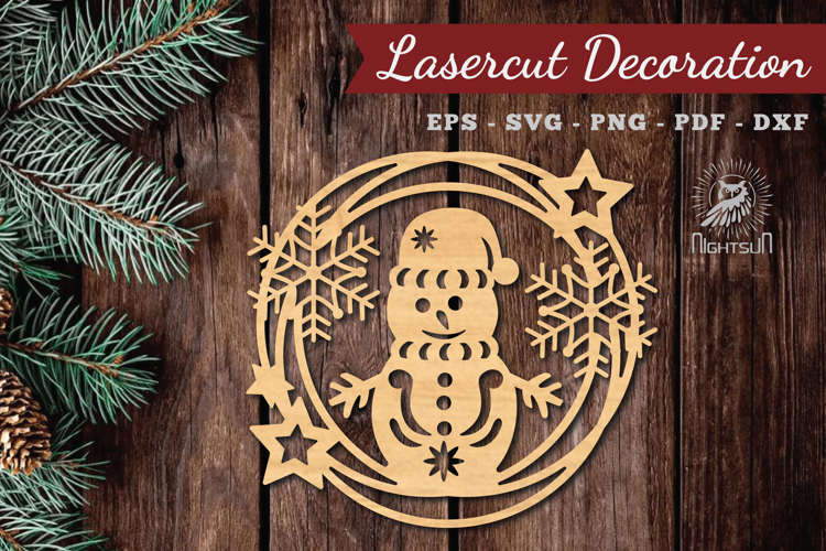 Snowman Lasercut Round SVG