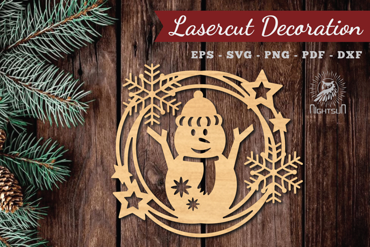 Snowman Lasercut Round SVG