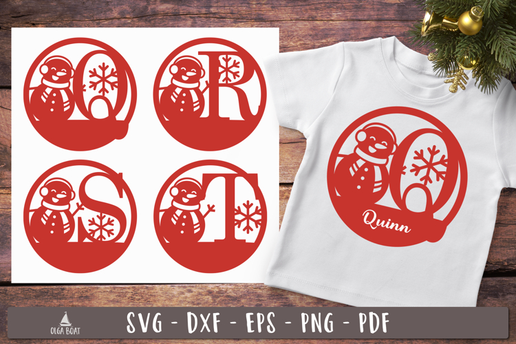 Snowman Letter Monogram SVG Christmas Alphabet