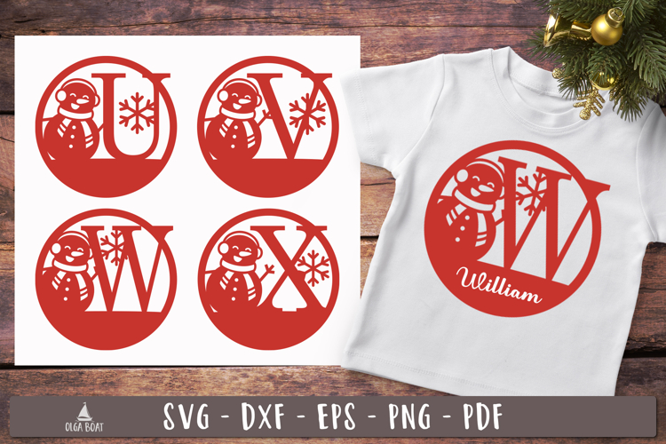 Snowman Letter Monogram SVG Christmas Alphabet clipart