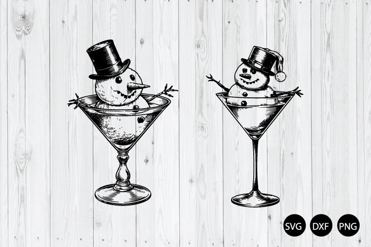 Snowman Cocktail SVG, Funny Winter Drink SVG, Christmas SVG example image 1