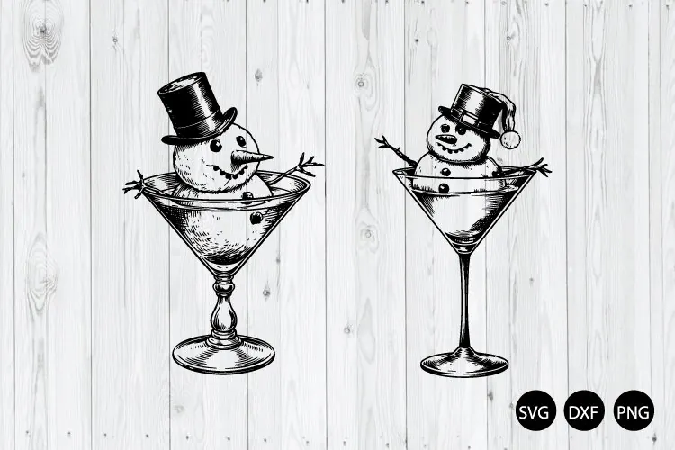 Snowman Cocktail SVG, Funny Winter Drink SVG, Christmas SVG