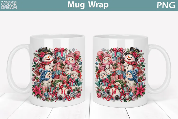 Christmas Snowman Family | Holiday Gifts Mug Wrap
