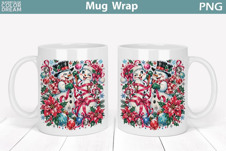 Funny Christmas Snowmen | Holiday Mug Wrap Sublimation example image 1