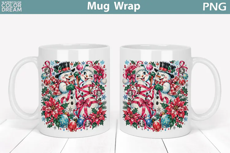 Funny Christmas Snowmen | Holiday Mug Wrap Sublimation