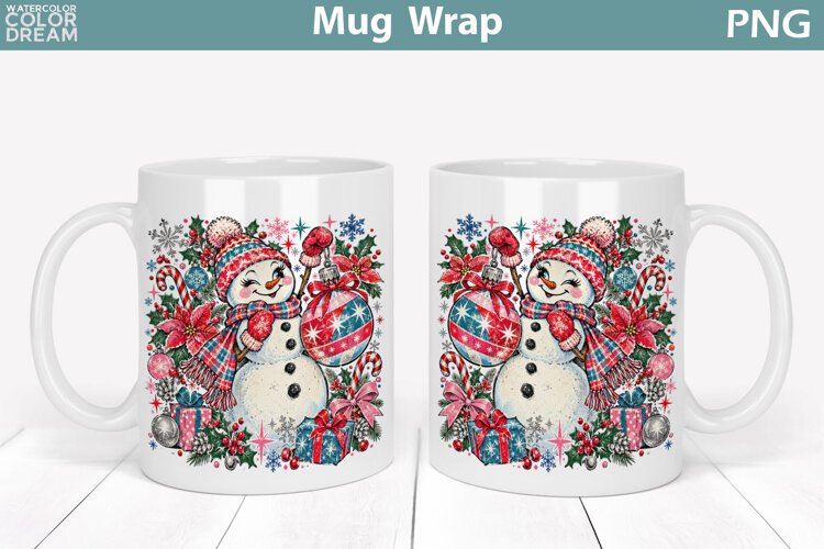Cute Christmas Snowman | Holiday Ornament Mug Wrap example image 1