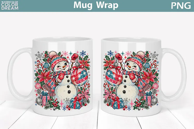 Cute Christmas Snowman | Holiday Ornament Mug Wrap