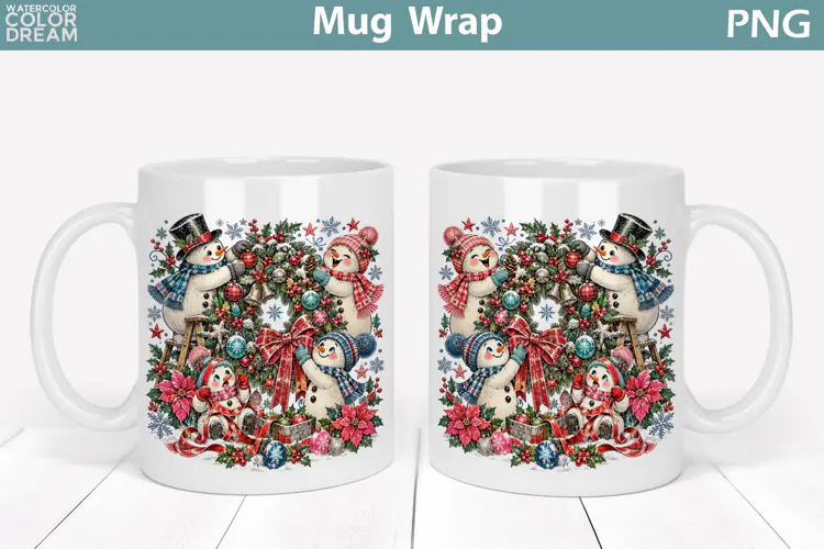 Christmas Snowman Family | Decorating Holiday Mug Wrap