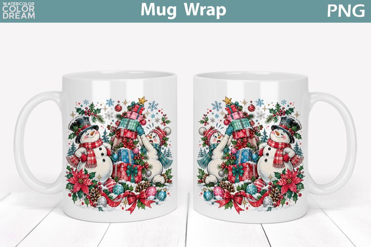 Funny Snowman Mug Wrap | Christmas Mug Sublimation example image 1