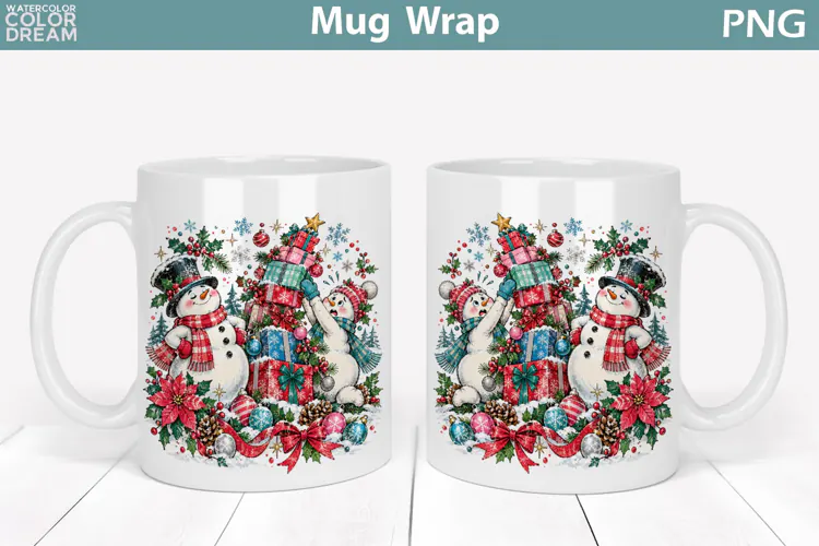Funny Snowman Mug Wrap | Christmas Mug Sublimation