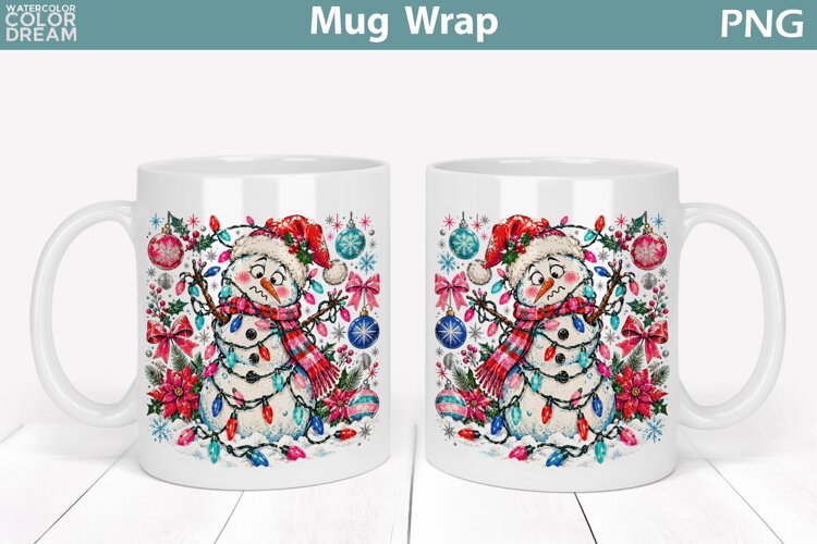 Festive Snowman Mug Wrap | Christmas Mug Sublimation example image 1