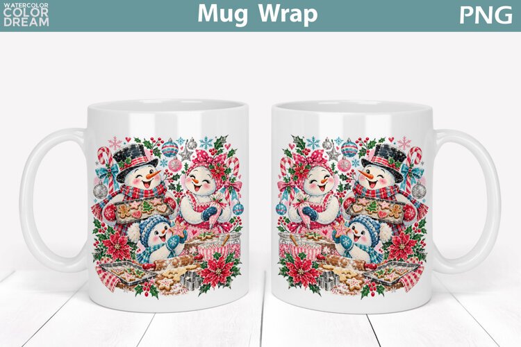 Christmas Snowman Family | Holiday Baking Mug Wrap example image 1