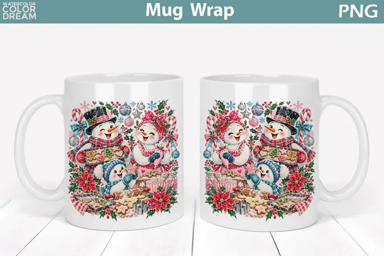 Christmas Snowman Family | Holiday Baking Mug Wrap