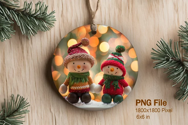 Snowman Christmas Ornament Round Circle Sublimation_2