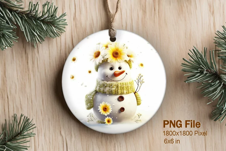 Snowman Christmas Ornament Round Circle Sublimation_4
