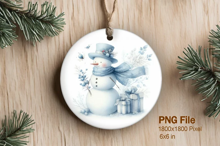 Snowman Christmas Ornament Round Circle Sublimation_5