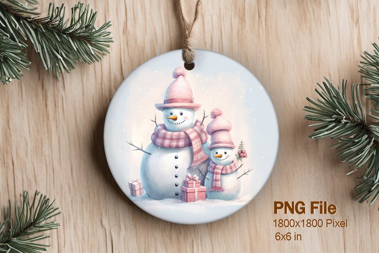Snowman Christmas Ornament Round Circle Sublimation_6