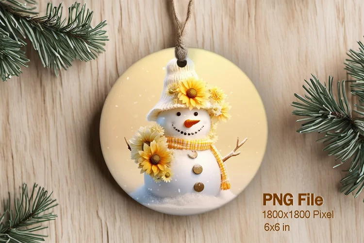 Snowman Christmas Ornament Round Circle Sublimation_7