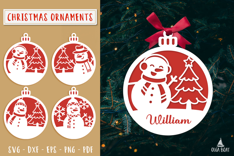 Snowman Ornament Custom Christmas Laser cut