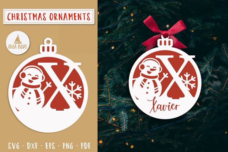 Letter X Christmas Personalized Ornament Laser cut