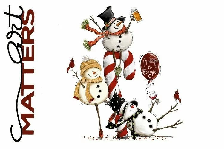 Snowman Holiday Party - 300 DPI - Hand Painted