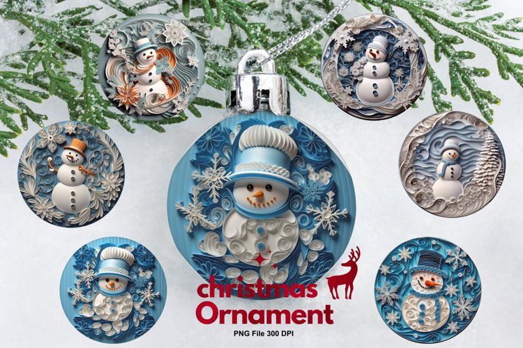 Snowman Christmas Ornament Round Paper Art Quilling Decorate