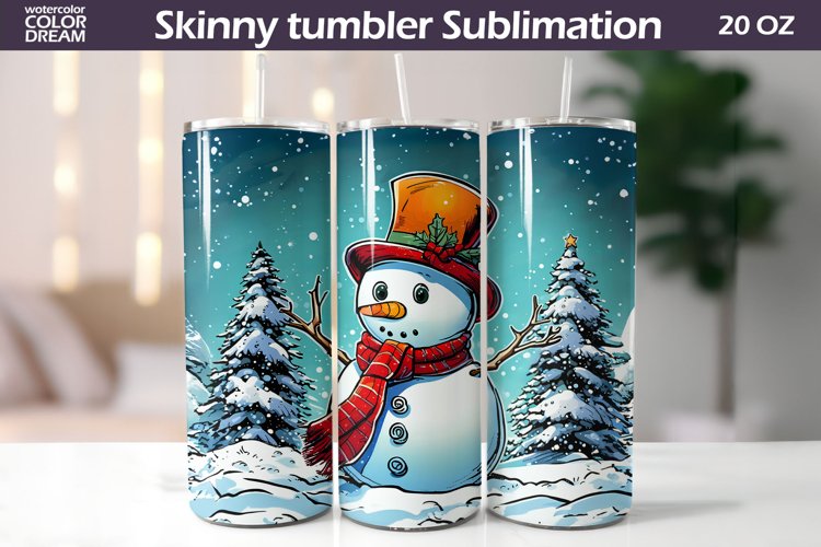 Snowman Skinny Tumbler Sublimation | Snowman Tumbler Wrap