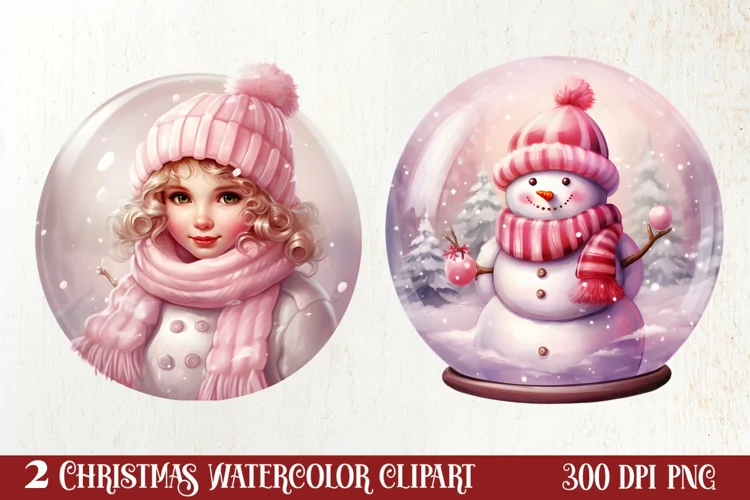 Snowman In Snow Globe Clipart Sublimation, Christmas SVG
