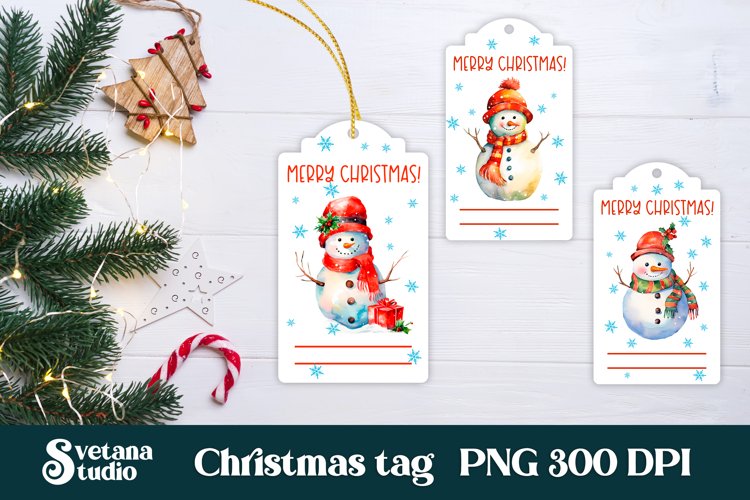 Christmas snowman tag printable | Christmas gift tag PNG