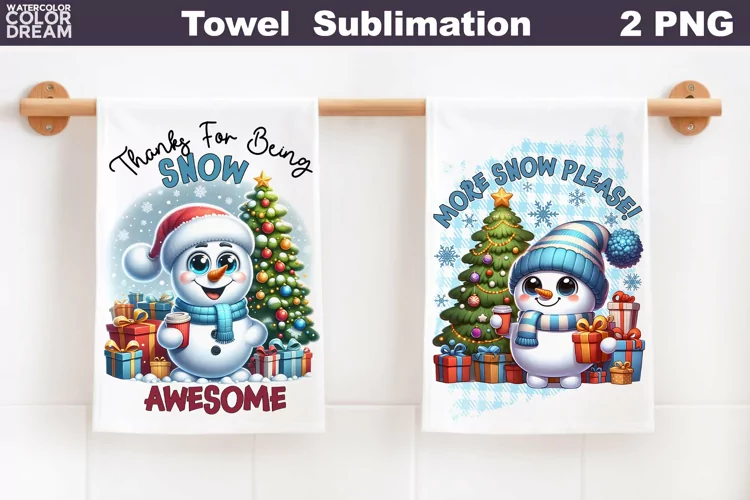 Snowman Towel Sublimation | Waffle Kitchen Towel