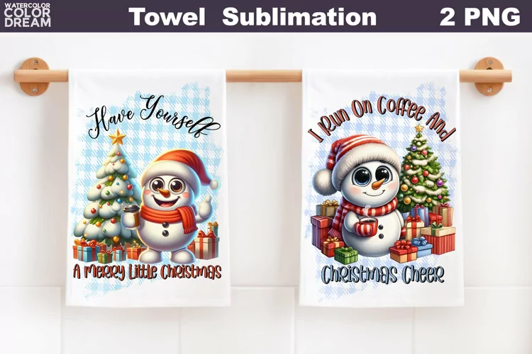 Snowman Towel Sublimation | Waffle Kitchen Towel