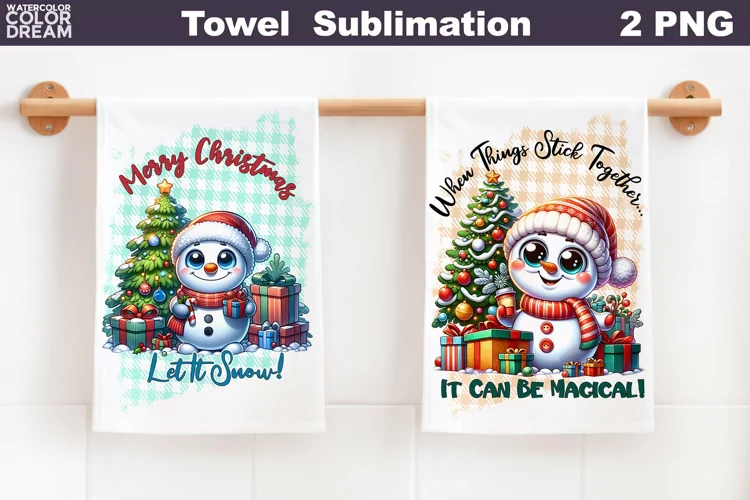 Snowman Towel Sublimation | Waffle Kitchen Towel