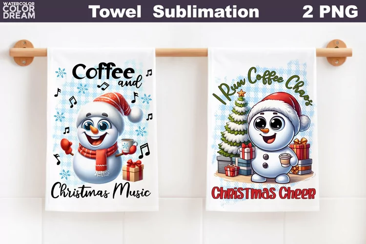 Snowman Towel Sublimation | Waffle Kitchen Towel