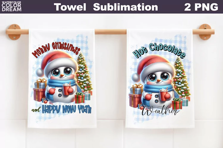 Snowman Towel Sublimation | Waffle Kitchen Towel