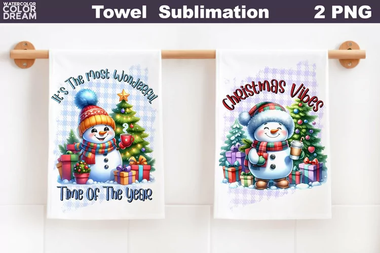 Snowman Towel Sublimation | Waffle Kitchen Towel