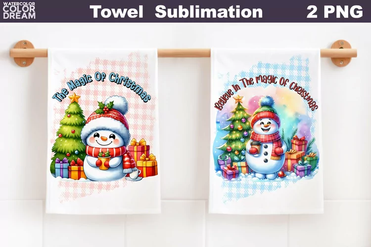Snowman Towel Sublimation | Waffle Kitchen Towel