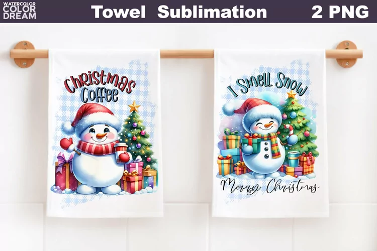 Snowman Towel Sublimation | Waffle Kitchen Towel