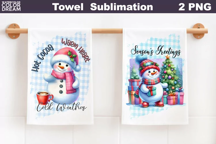 Snowman Towel Sublimation | Waffle Kitchen Towel
