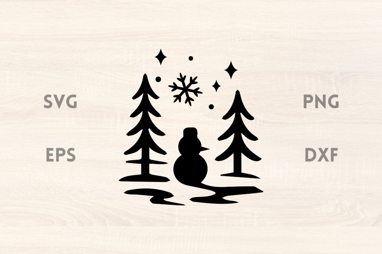 Snowman with Trees SVG Scene