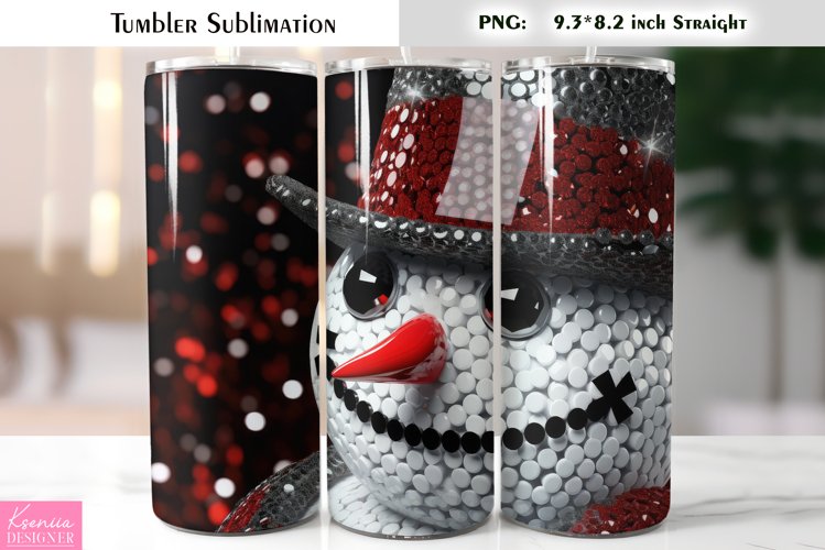 Christmas Glitter Snowman Tumbler Sublimation|3d Christmas