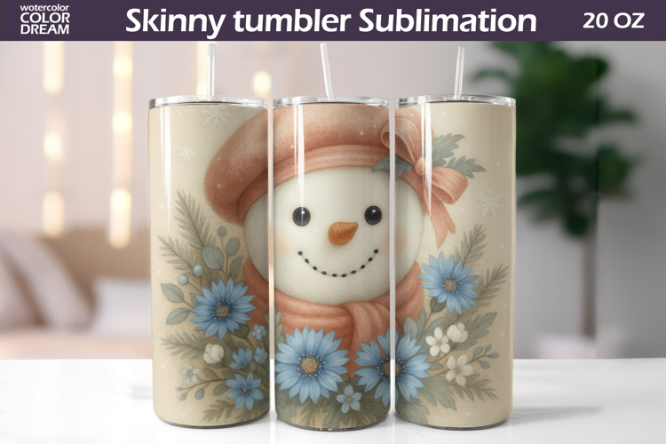 Snowman Floral Tumbler | Christmas Tumbler Sublimation