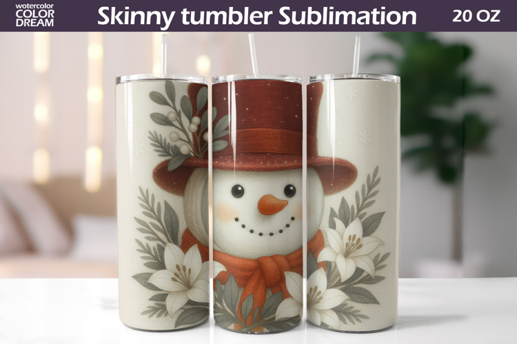 Snowman Floral Tumbler | Christmas Tumbler Sublimation