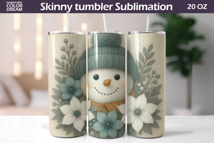 Snowman Floral Tumbler | Christmas Tumbler Sublimation