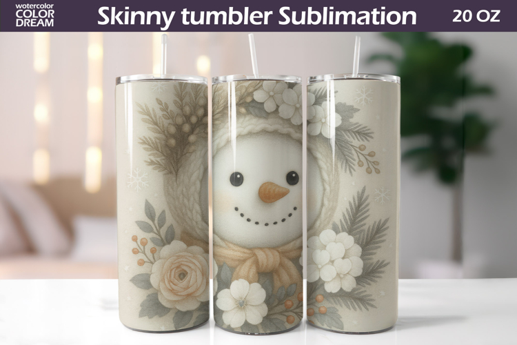 Snowman Floral Tumbler | Christmas Tumbler Sublimation