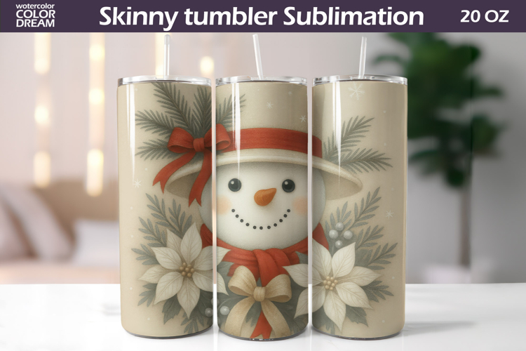 Snowman Floral Tumbler | Christmas Tumbler Sublimation